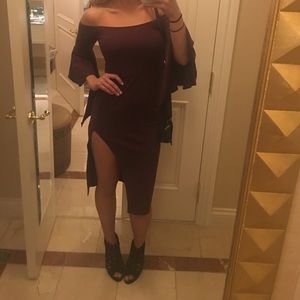 Off the shoulder purple dress